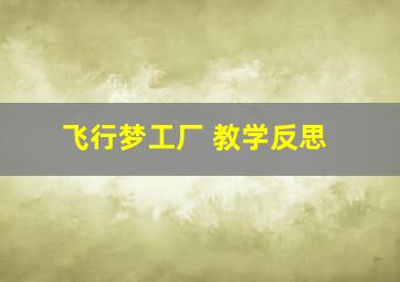 飞行梦工厂 教学反思